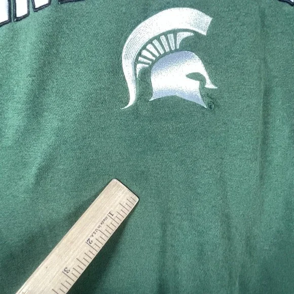 VTG Michigan State Spartans Sweatshirt Mens large Green Embrodiered Faded Y2K - Picture 12 of 13